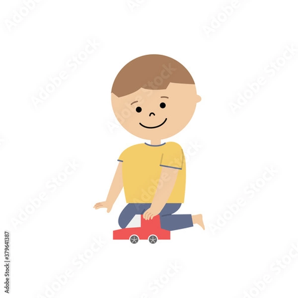 Obraz 車のおもちゃで遊ぶ男の子のイラスト