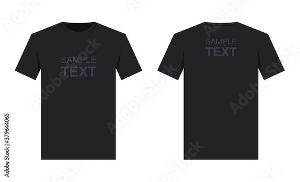 Fototapeta Men's black t-shirt design template, from two sides. Front and back sides

