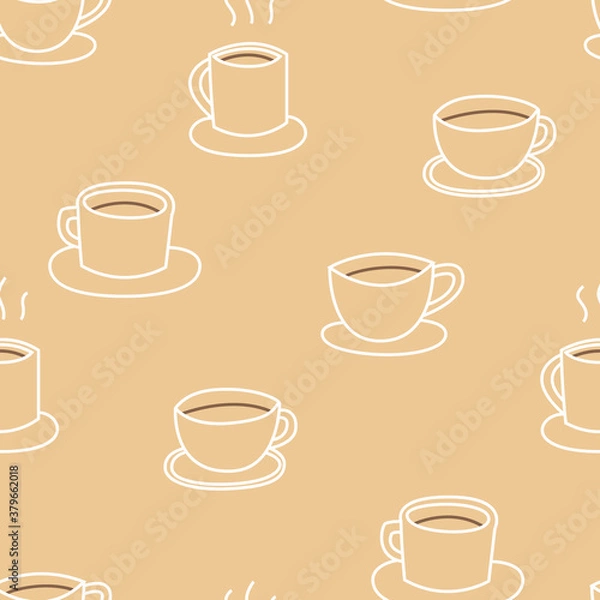 Fototapeta Cute Hand Drawn Coffee Cup Seamless Pattern