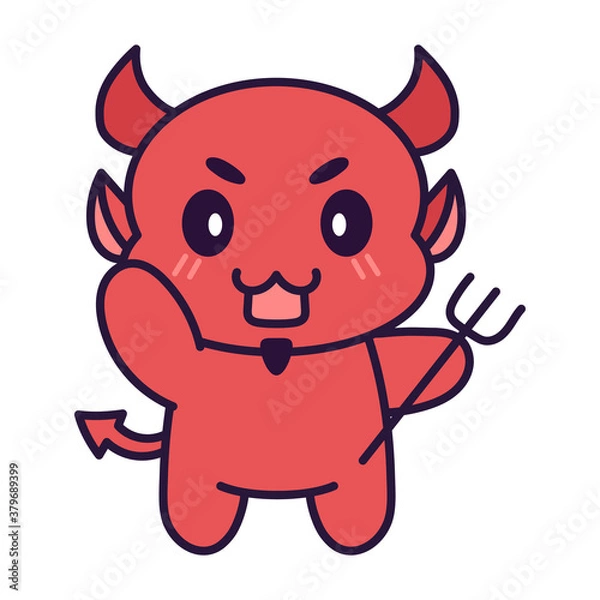 Fototapeta Isolated little devil kawaii. Halloween icon - Vector