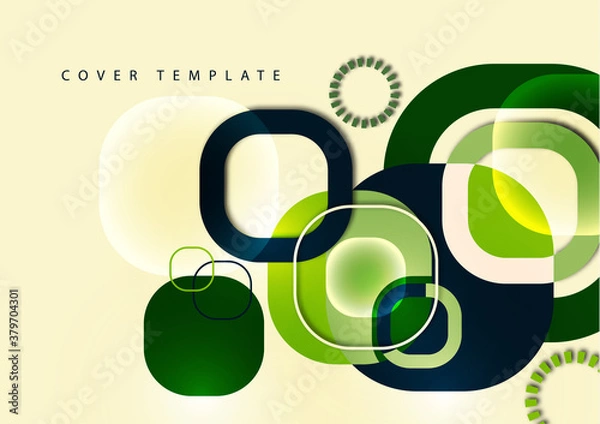 Obraz Overlapping round squares form a geometric abstract background composition. Design template for wallpaper, banner, background, card, illustration, landing page, cover, poster, flyer.