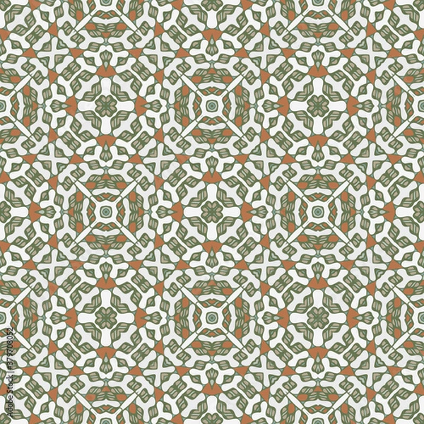 Fototapeta Creative color abstract geometric pattern in green red gray, vector seamless, can be used for printing onto fabric, interior, design, textile, carpet, rug, pillow, tiles. 