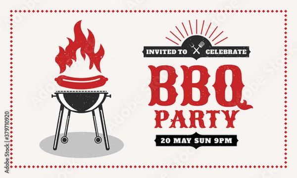 Obraz BBQ Party Invitation Card Design, Food Template