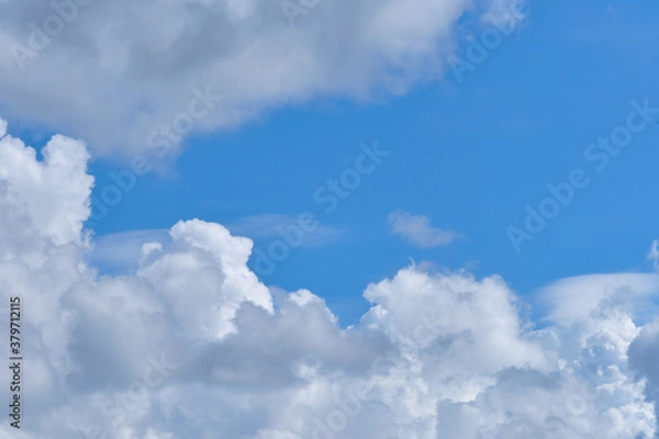 Obraz Thick clouds in the summer clear sky and copy space