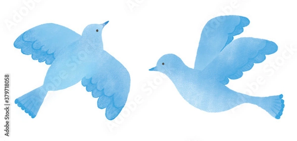 Fototapeta 青い鳥のイラスト