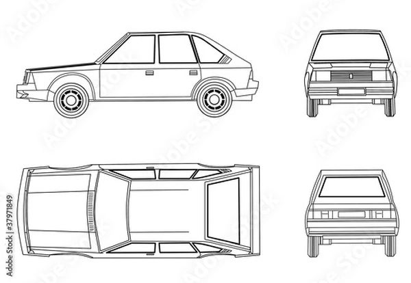 Obraz car silhouette on white background
