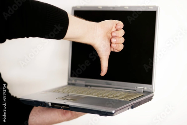 Obraz Laptop Daumen runter