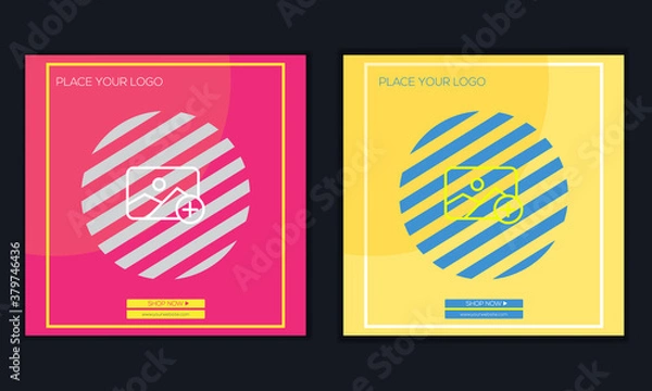 Fototapeta Vector square web banner templates for big and mega sale