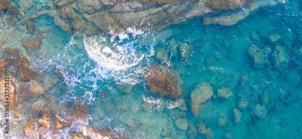 Obraz Beach from above in Cyprus with rock formation on the bottom of the sea