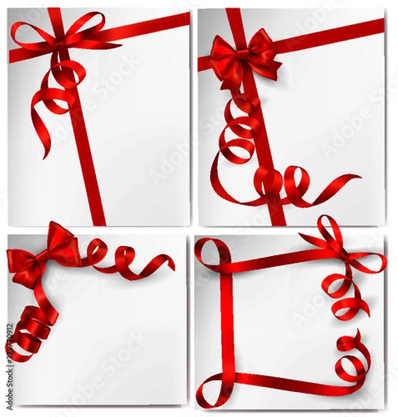 Fototapeta Red crossed ribbons and bow vector illustration
