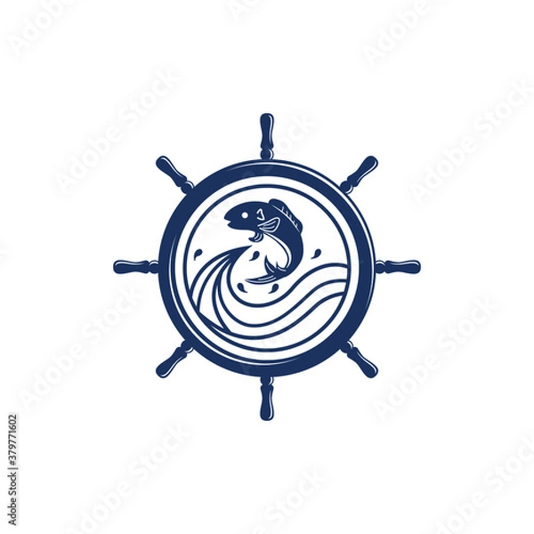 Obraz ocean fish anchor logo template