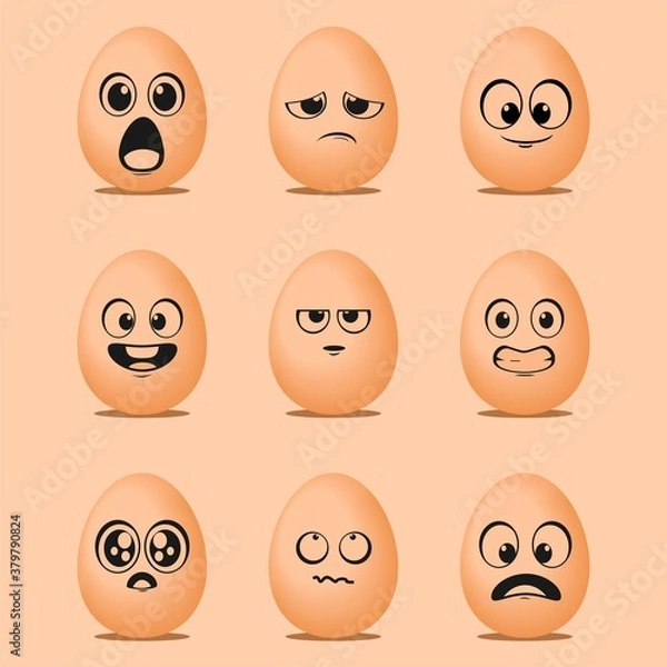 Fototapeta Eggs with expression. Illustration vector