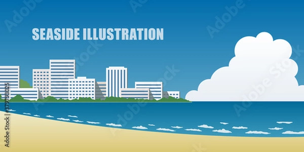 Obraz Seaside building, vector illustration, 海辺の街