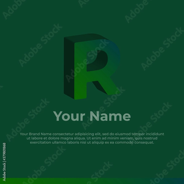 Fototapeta Logotype. Alphabet 3D Logo Letter R. Monogram Logo for your brand and Company