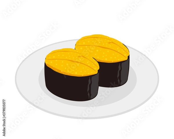 Fototapeta 雲丹軍艦のベクターイラスト　握り寿司