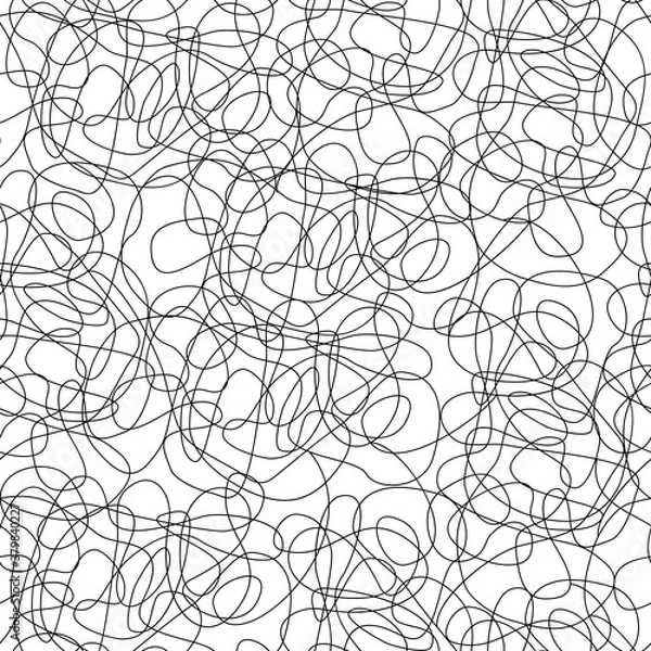Fototapeta Tangled line seamless pattern. Trendy texture for illustrations.