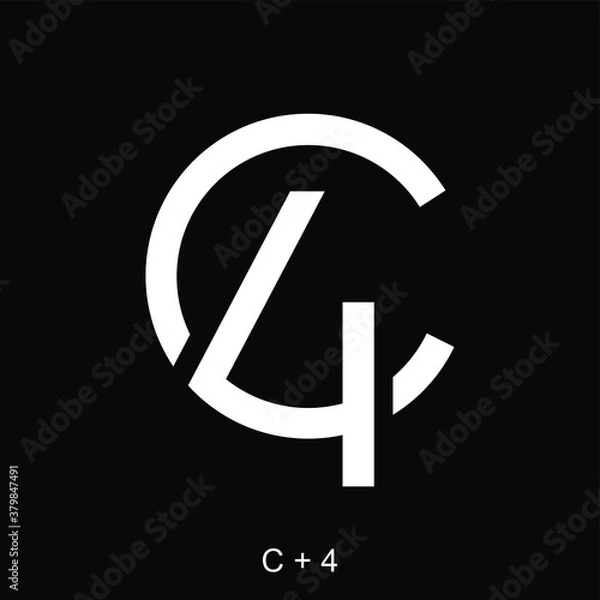 Fototapeta Letter C and number 4 for logo design concept. Very suitable in various business purposes, also for icon, symbol and many more.