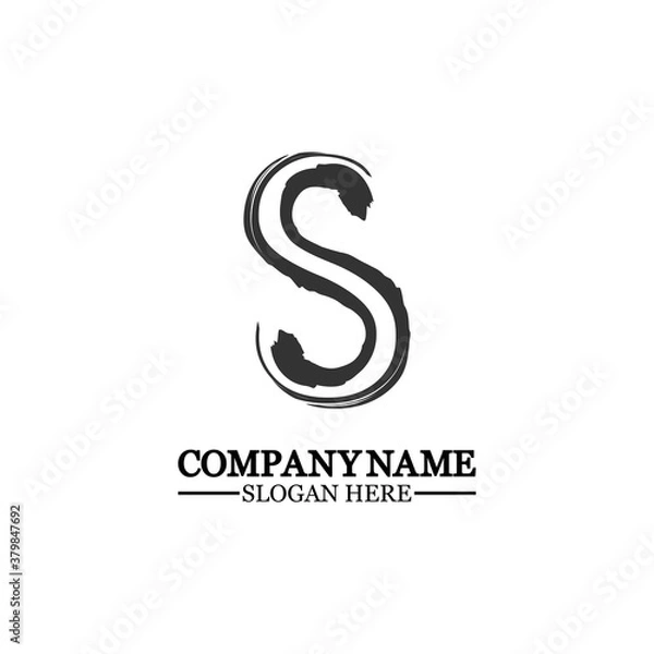Fototapeta grunge letter S, vector design element,S grungy font, brush, logo, symbol, icon, graphic, vector .