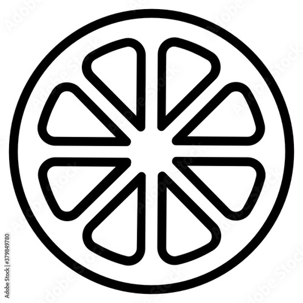 Fototapeta 
Orange slice denoting citrus fruit in flat icon
