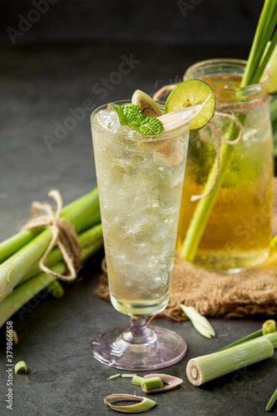 Obraz Lemongrass Honey and Lemon Juice Food and beverage products from Lemongrass extract Food nutrition concept.