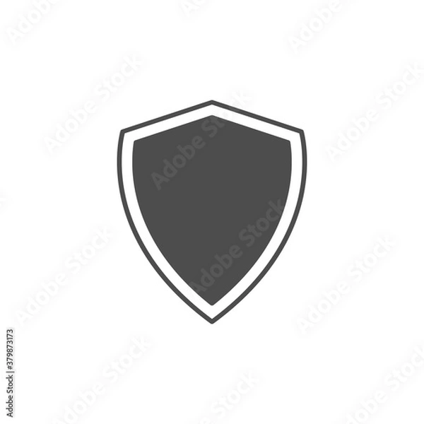 Obraz Shield black icon. Template flat illustration, shielding vector in black and white color, security and protector symbol isolated on white