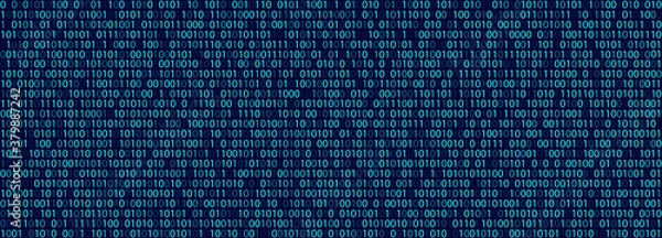 Obraz Binary computer code. Blue matrix of zeros and ones. Abstract digital background. Vector Illustration.