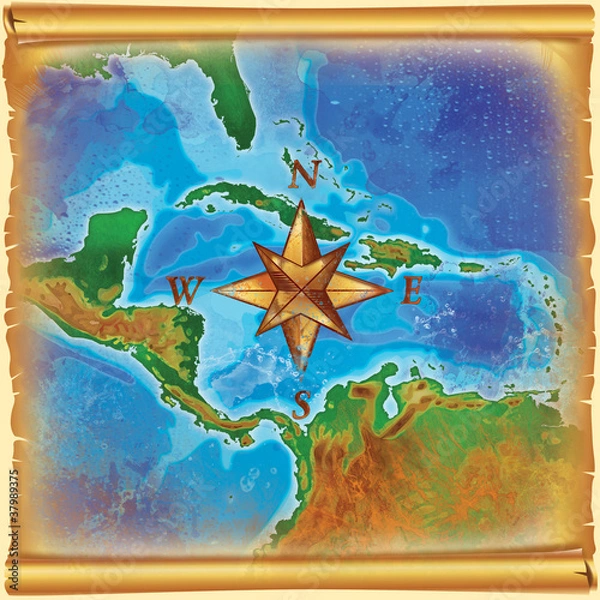 Obraz caribbean islands map