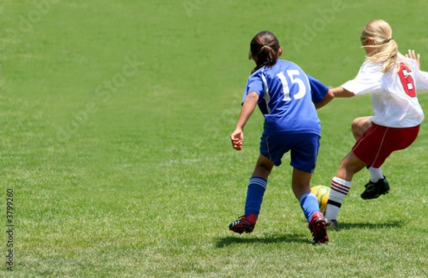 Obraz Dziewczyny grające w piłkę nożną w meczu