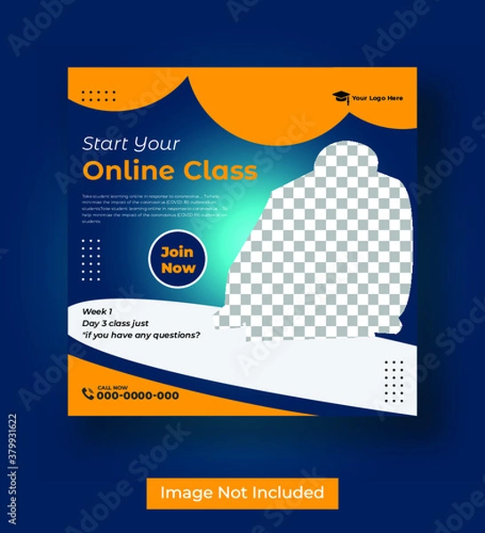 Obraz online class social media banner Premium Vector Template