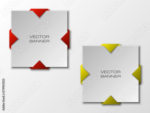 Fototapeta Vector banner. The original form as two form, overlapping. The flat image. Advertising Design shape. Vector label tag.