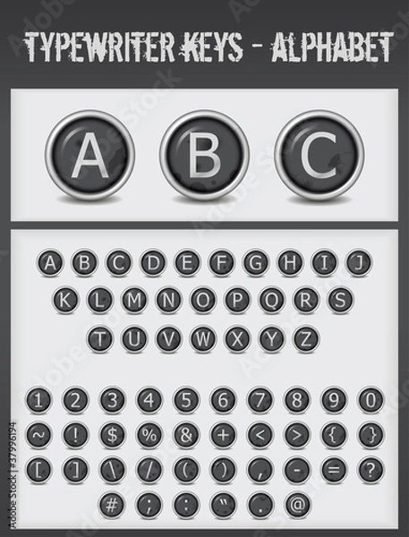 Obraz typewriter keys-alphabet-black
