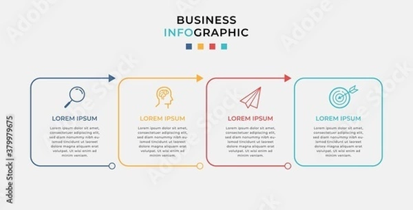 Fototapeta Business Infographic design template Vector with icons and 4 four options or steps. Can be used for process diagram, presentations, workflow layout, banner, flow chart, info graph