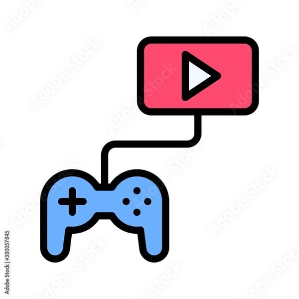 Obraz live and streaming related play button with game play buttons vector with editable stroke,