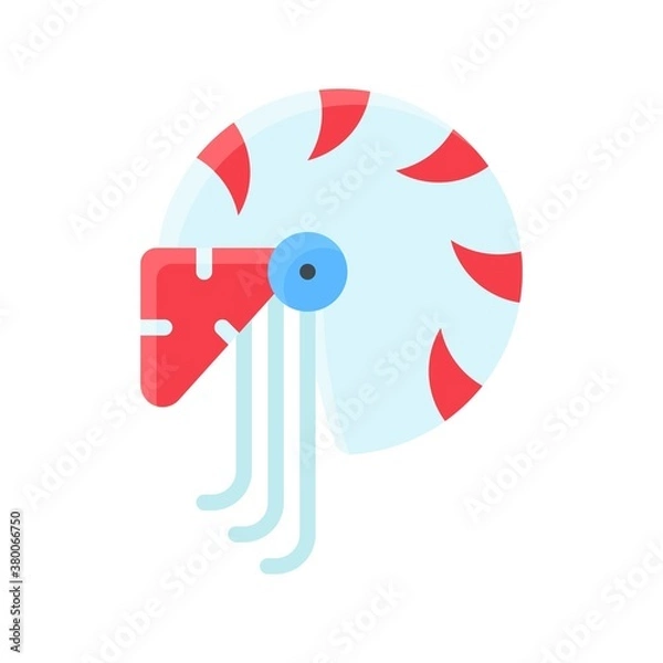 Fototapeta ocean related sea shell in water and sand vector in flat style,