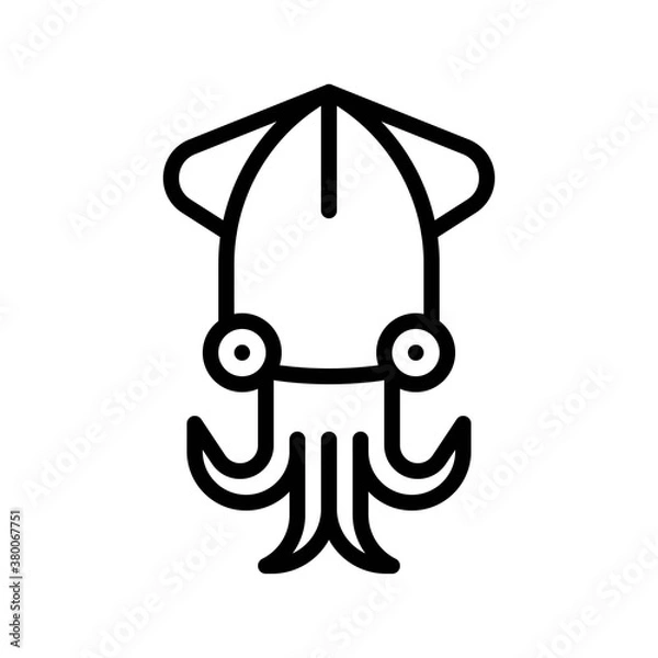 Obraz ocean related squid fish in water with eye and wings vector in lineal style,