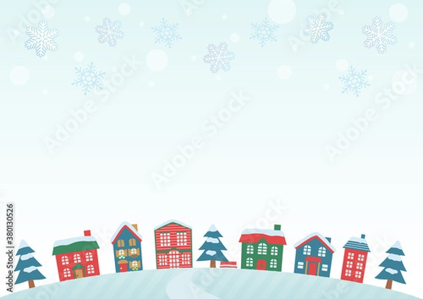 Fototapeta 雪の降る街並みの背景