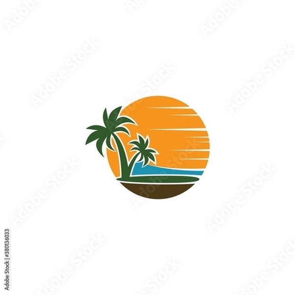 Fototapeta Palm tree summer logo