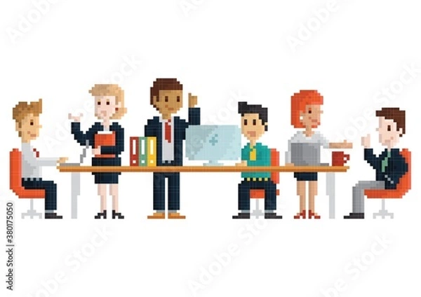 Obraz Pixel art business workplace