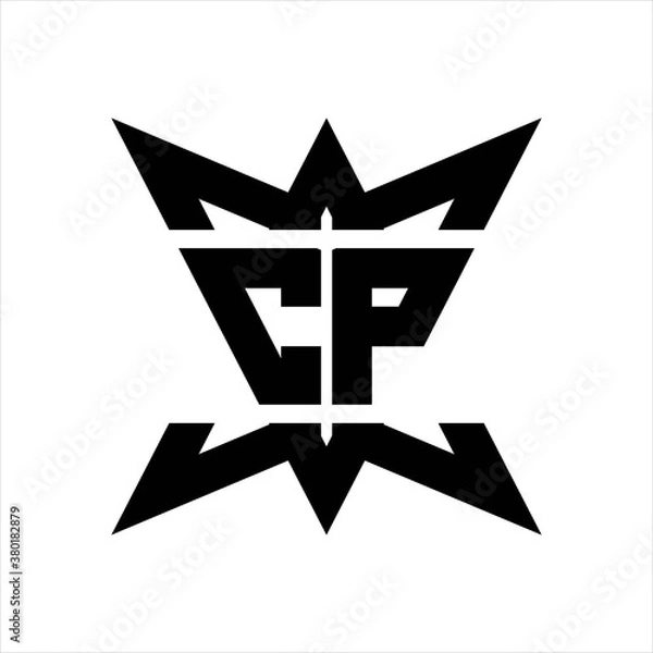 Fototapeta CP Logo monogram with crown up down side design template