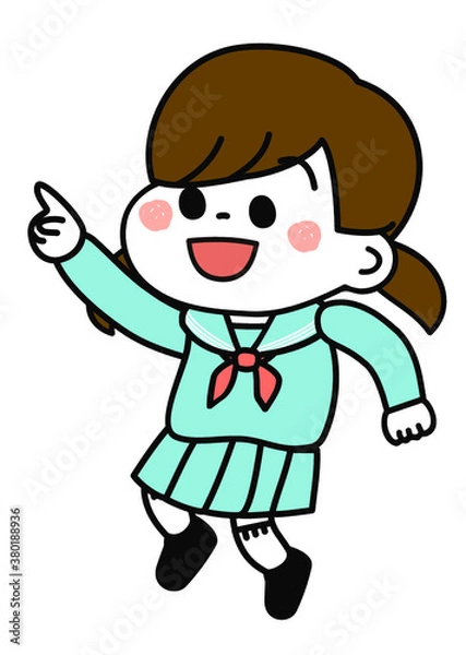 Fototapeta セーラー服女の子　ジャンプ