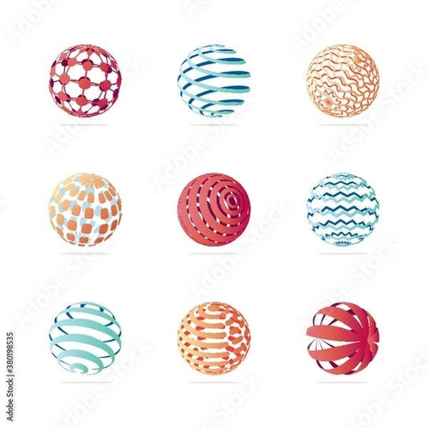 Fototapeta Collection of globe logo elements.