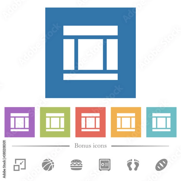 Fototapeta Three columned web layout flat white icons in square backgrounds