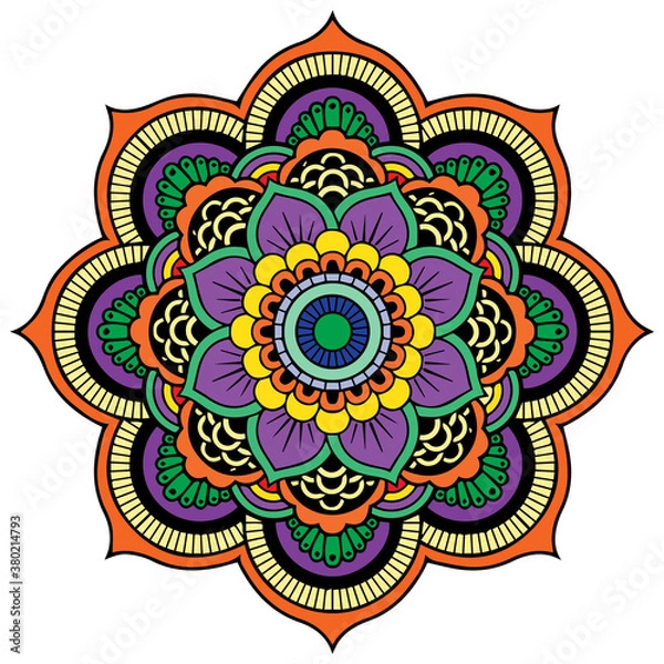 Fototapeta Colored mandala on the white background.Vector