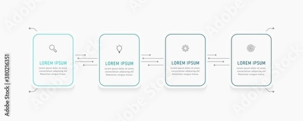 Obraz Vector Infographic label design template with icons and 4 options or steps. Can be used for process diagram, presentations, workflow layout, banner, flow chart, info graph.