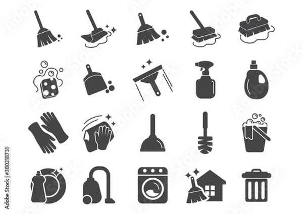 Obraz set of cleaning tools icons