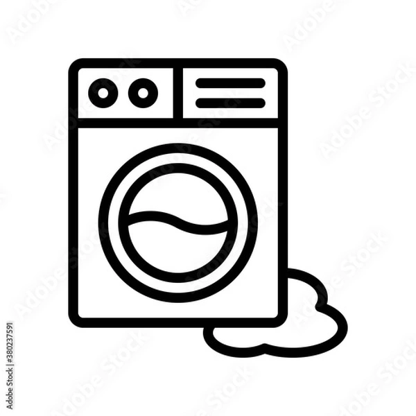 Obraz plumber icons related washing machine with leaking water vector in lineal style,