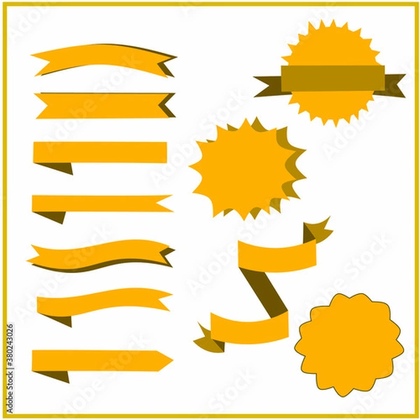 Fototapeta Elements from of a set of ribbons for inscriptions. Stars. Cloud for words and thoughts. Vintage. Labels, stickers, banners, tags banners. Vector illustration.