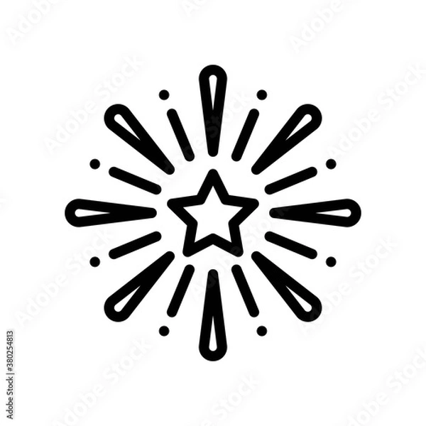 Fototapeta summer holiday related fire works with star and confetti vector in lineal style,