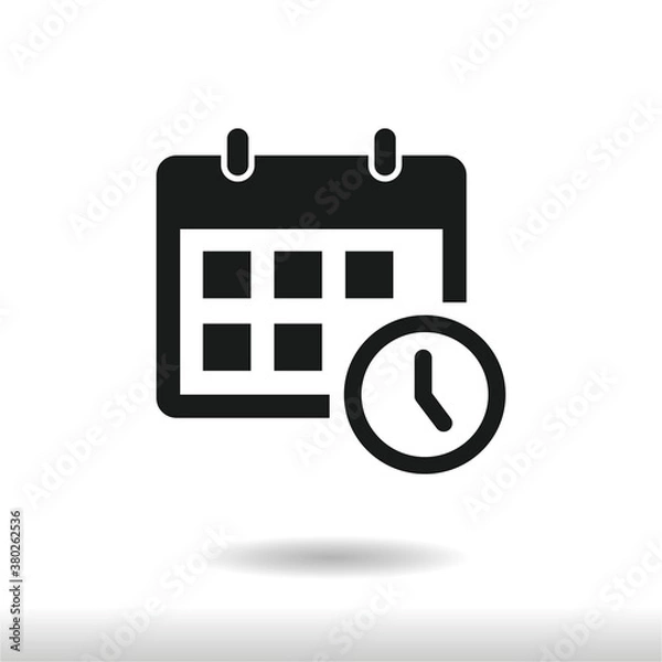 Fototapeta Calendar icon vector . Calendar with clock