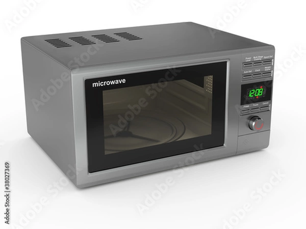 Fototapeta Closed metallic microwave. 3d